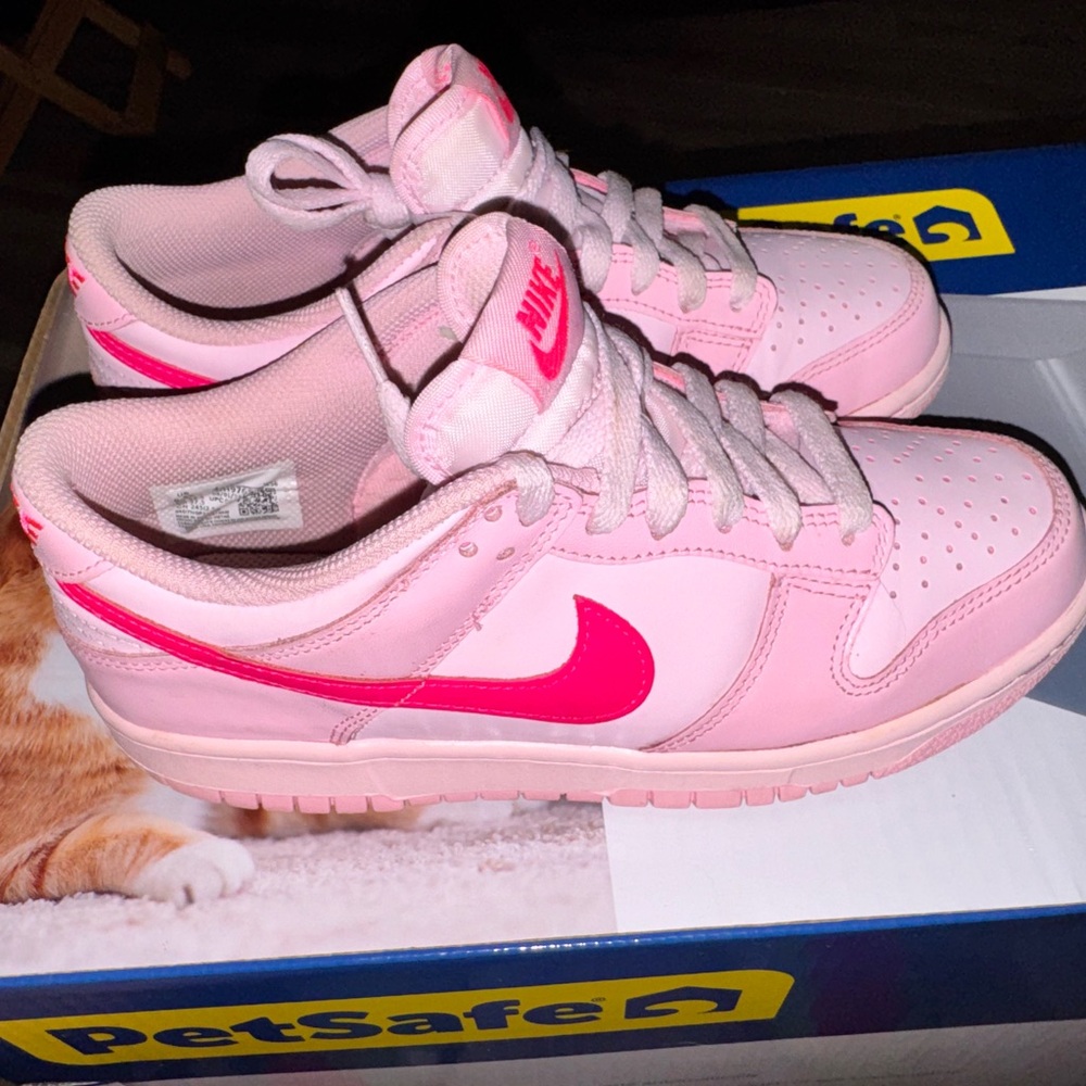 Nike Dunk Low GS Pink Leather Sneakers Youth Size 6.5Y